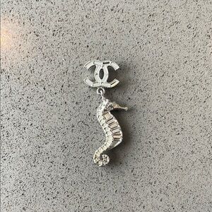 CHANEL Silver CC Seahorse Pendant Charm